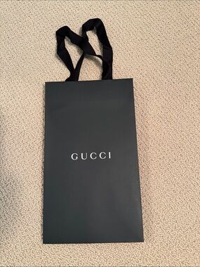 Gucci Black Paper Gift Bag with White Logo